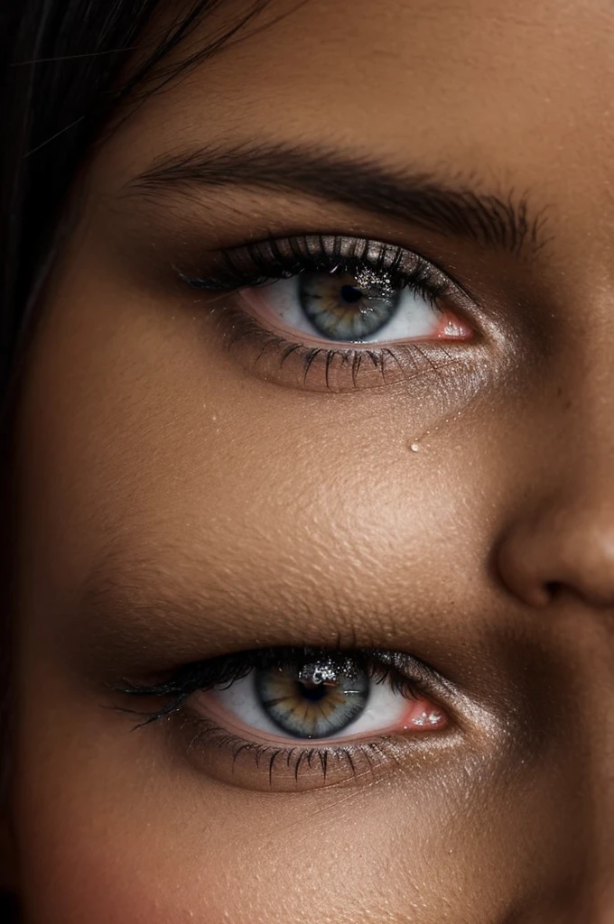 there is a black woman's face with a tear of tears on her face, tears dripping from the eyes, tears drip from the eyes, tears running down face, crying one single tear, crying tears, a close up shot of a crying eye, sad eyes tears, tear on face, tear drops, tears from the eyes, tears in eyes, with tears, woman crying, black background, dark