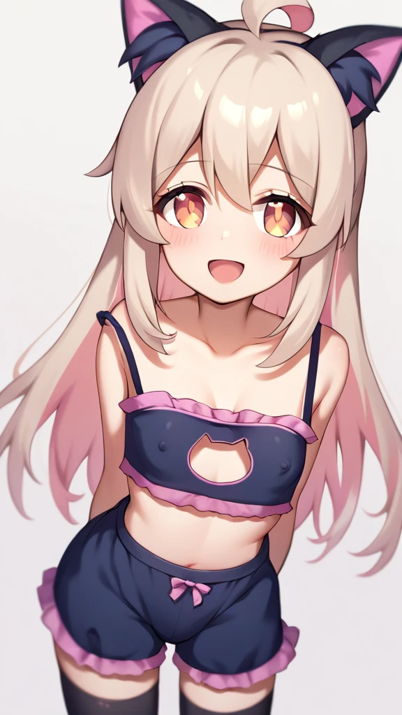 score_9, score_8_up, score_7_up, score_6_up, score_5_up, score_4_up, source_anime, BREAK
OyamaMahiro, 1girl, solo, 1girl, solo, female, text, hair, breasts, clothed, blush, open mouth, looking at viewer, black cat lingerie, smile, , erect nipples under clothes, black stockings