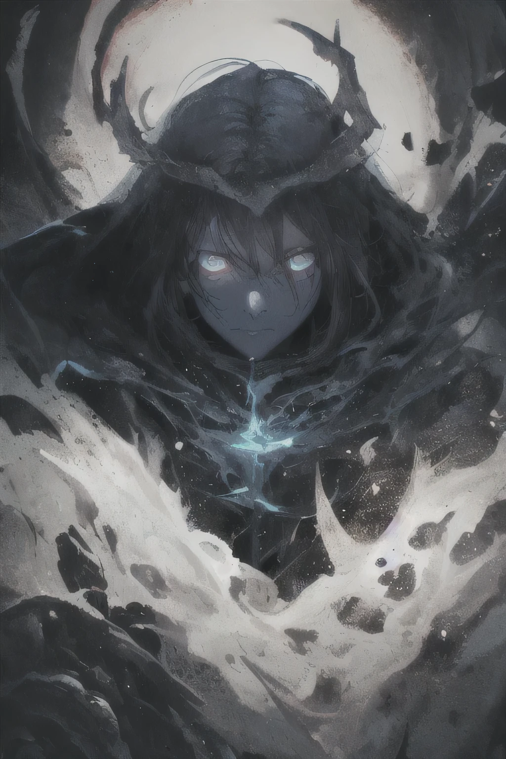 chedevr,Best quality at its best, high quality, (Dark creature,He has a dark blue glow and black eyes.,Surrounded by darkness:1.2), (darkness:1.2), bottomless, photo, award winning, depth of field, HDR, extremely detailed,trends on ArtStation,CGSociety Trends,difficult,high detail,