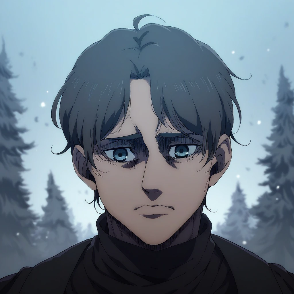 shingeki_no_kyojin_s4_style, portrait, solo, mtldtnk, snow forest