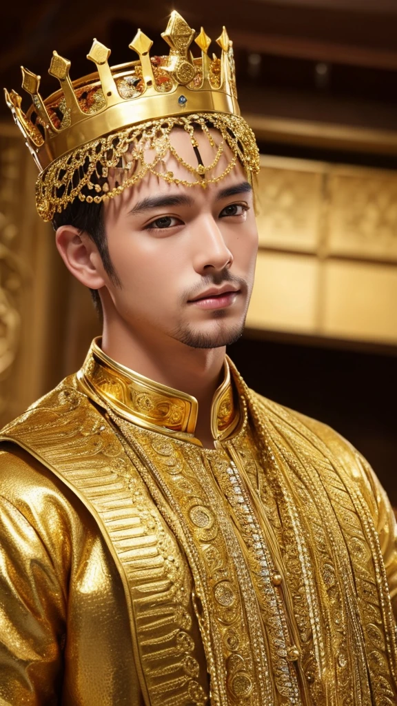 Handsome Men　God　gold　crown　goldのデザイン
正面顔　The background is divine々Successfully　goldの富士山