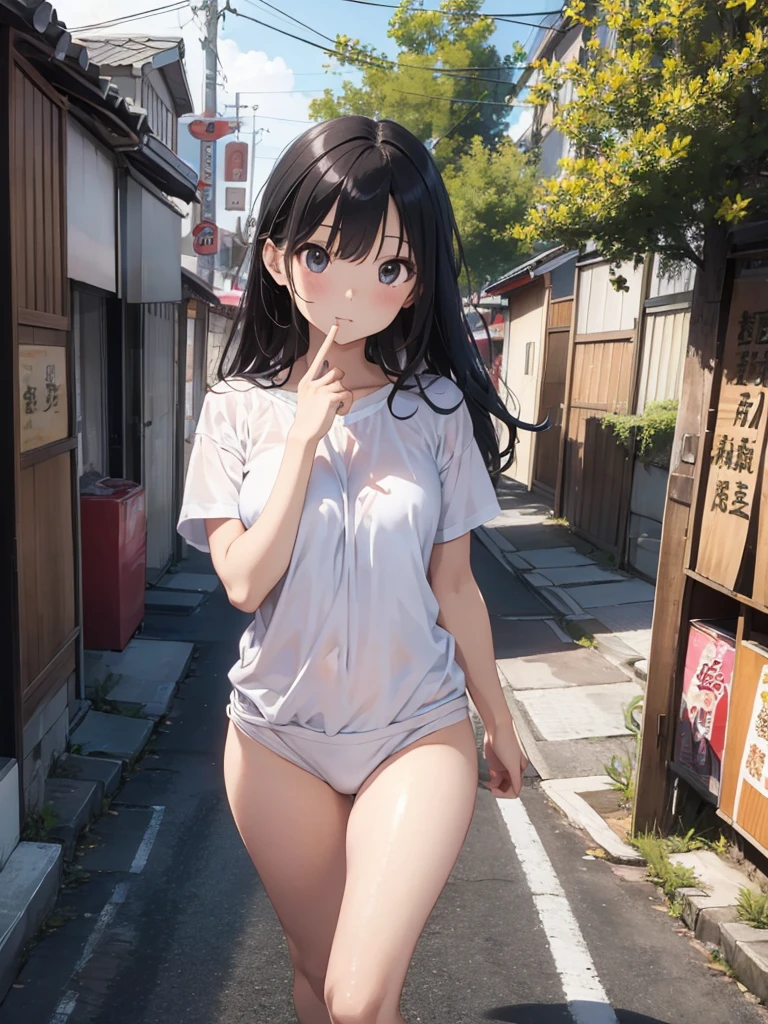 Tanned girl in swimsuit standing on beach、(see through　Swimsuit with choker:1.2)、(Colossal tits:1.4)、Illuminated by the setting sun、Shoot from the foot、NSFW、hoodie on naked、Adult Woman、show off nipple、(open legs、Peeing、crying, little angry, blush,(cum in pussy vaginal: