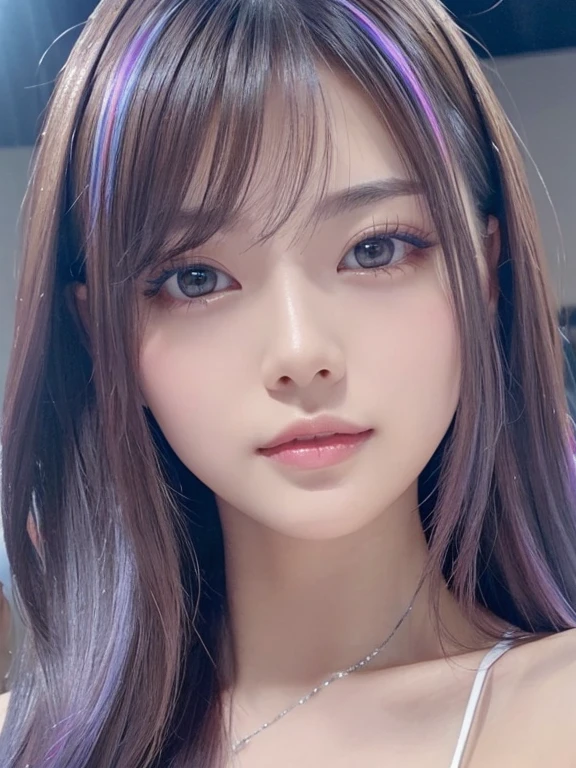 masterpiece、1 beautiful girl、Beautiful brown eyes、Puffy eyes、Highest quality, 超High resolution, (reality: 1.4), Cinema Lighting、(Japanese)、so beautiful、Beautiful Skin、thin、(Looking at the audience)、(Surreal)、(High resolution)、(8K)、(Very detailed)、(Beautiful details)、(Very detailed)、 (wall-)、Detailed face、Bright lighting、Professional Lighting、　Westshot、((Silver Color Hair))