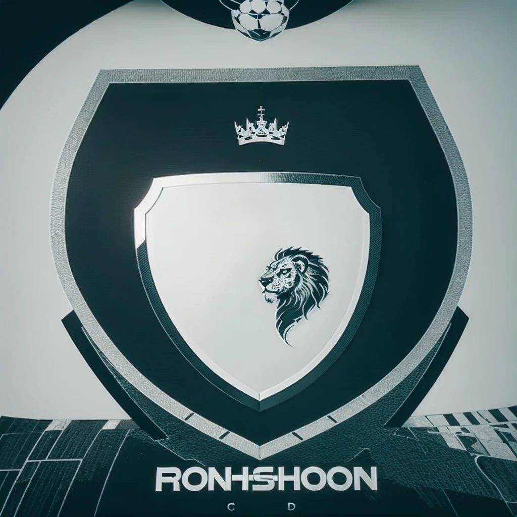 Soccer shield with a ball and a lion in the logo