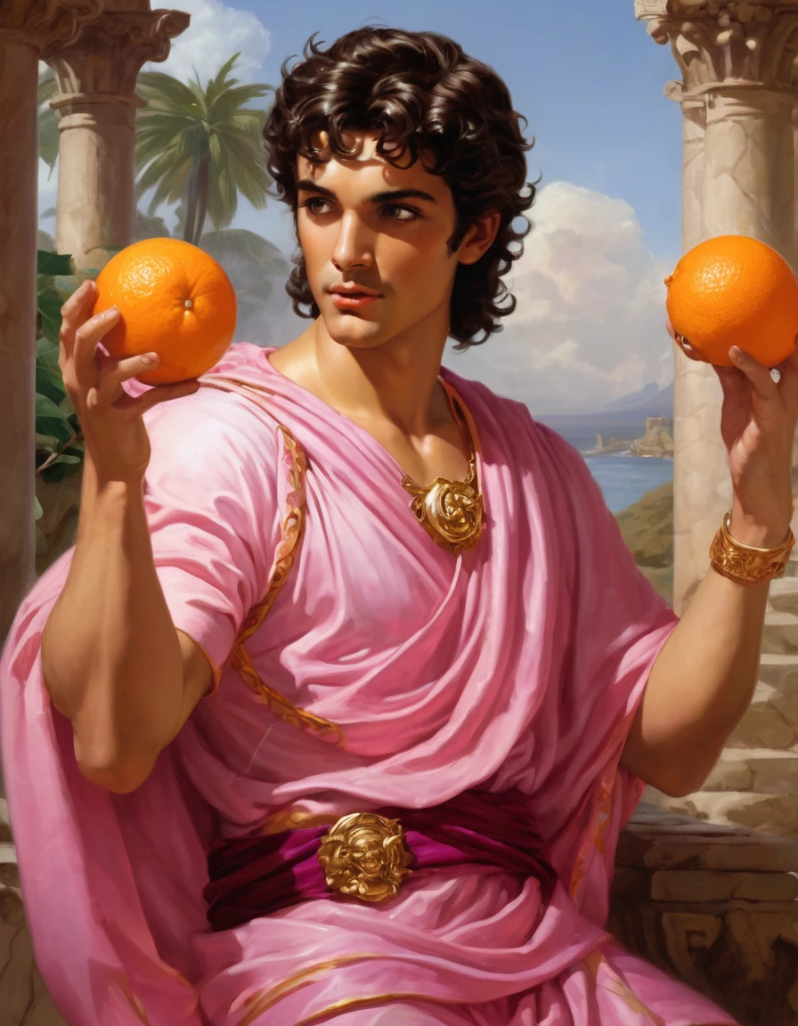 There is a faint whiff of Tyrian incense, and the god Apollo stands before you, dressed in a sumptuous pink tunic, stained badly down one sleeve by juice from oranges. Popping another piece of fruit into his mouth, he begins: 'I think you should leave at once. Calypso's a bad thing, really. At least I think she is, or was once, or might be tomorrow. Something terrible could happen if you don't build yourself a raft and escape. I can't help you there, practicality and immortality just don't mix.'
Then in a twist of orange peel the god is gone, back to his scrolls and prophesying.