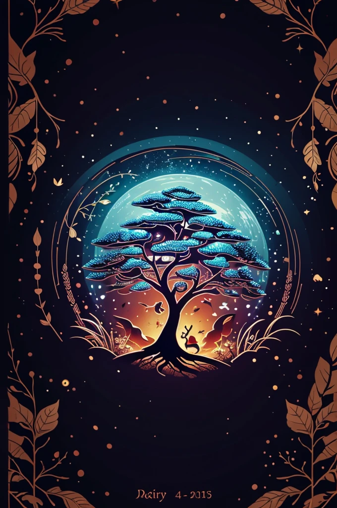 circular tree,four seasons,spring,summer,autumn,winter,leaves,roots,branches,trunk,ornate border,decorative,digital illustration,artwork,movement,time,swirling background,dark background,vibrant colors,natural,life cycle,growth,change,nature,life,peace,harmony,spirituality,symbolism,digital art,illustration,painting,graphic design,art,design,digital media,online art,visual art,fine art,fantasy