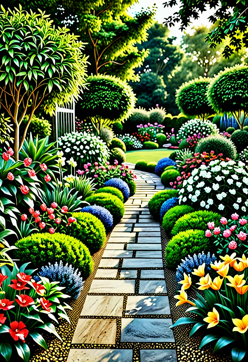 realistic photographic beautiful garden
