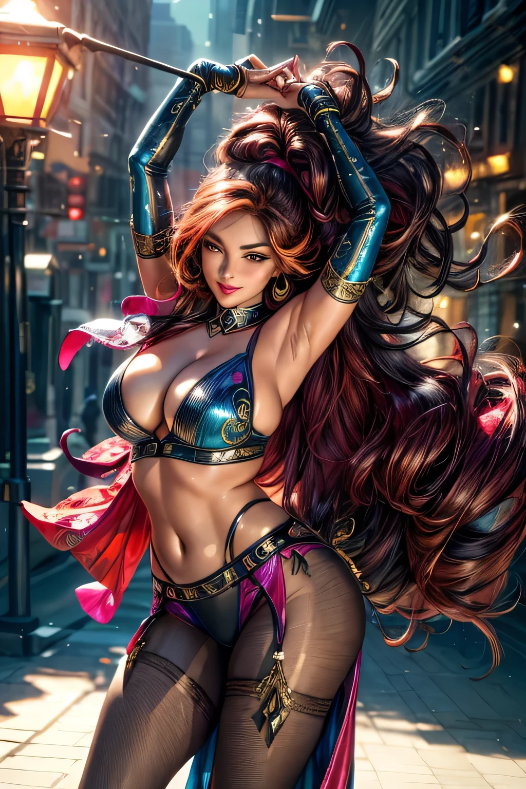 (best quality,ultra-detailed,photo-realistic:1.37),bright and vibrant colors,studio lighting,playful expression,stylish makeup,Police Woman,hair flowing in the wind,alluring eyes,glossy lips,sexy pose, smiling in a confident and seductive way,posing for a professional photoshoot,shallow depth of field,highlighting the main subject,soft natural lighting,creating a dreamy and magical atmosphere.