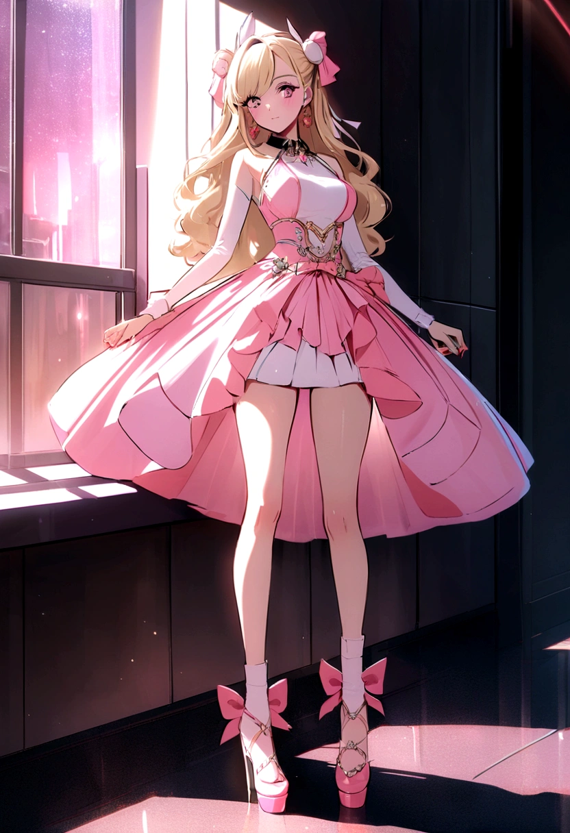 60age retro-futuristic spaceships femele full body Esbian high fashion japanes a blond pink there