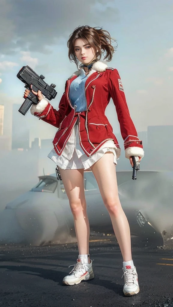 Close-up of girl holding gun