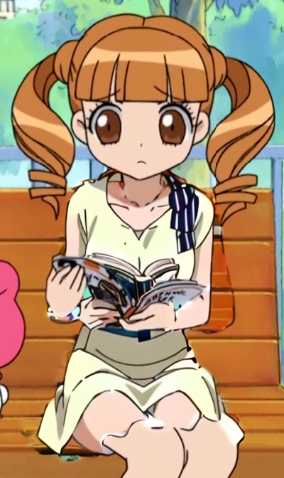 a close up of a person sitting on a bench reading a book, anime girl named lucy, today's featured anime still, anime style”, cel shaded anime, safebooru anime image, anime screenshot, screenshot from ???? anime, in an anime, manga”, anime screencap, anime still, in the anime film, aya takano color style, Black and white striped dress, anime still image