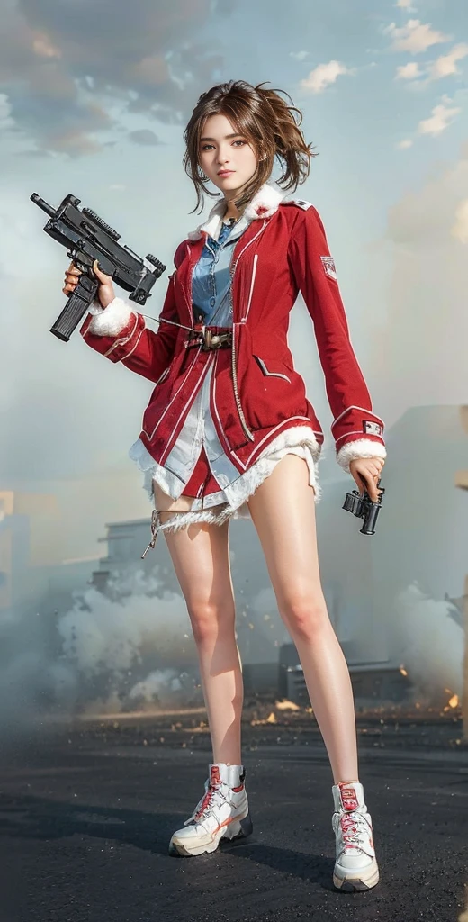 Close-up of girl holding gun