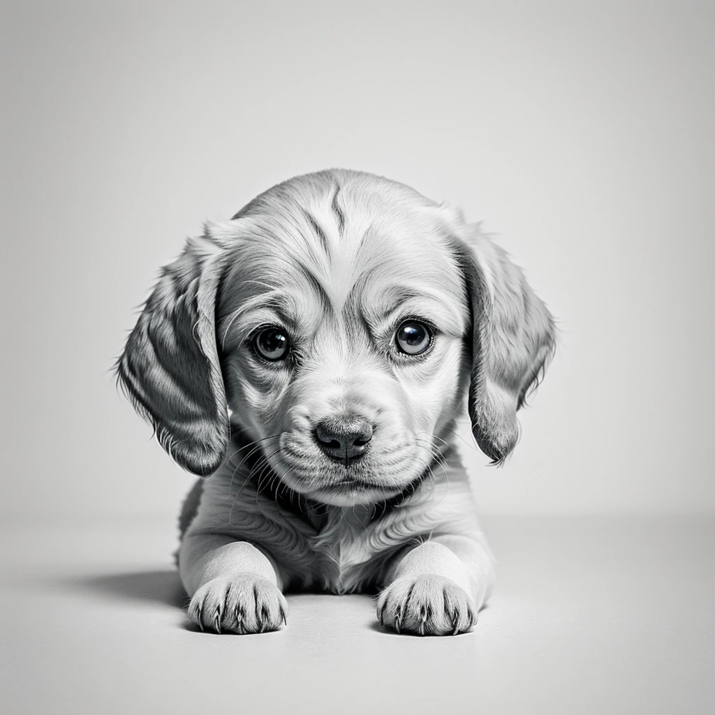 Cute puppy,simple ,not coloured,line art , illustration 