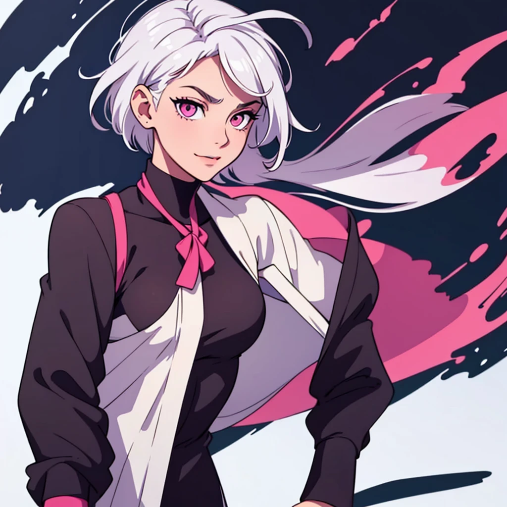 short white hair, highres, high resolution, masterpiece, wide dark pink eyes, looking right, looking towards the right, looking rightward, talking, grinning, confident, masterpiece, best quality, highres, 1 man, Gojo Satoru jujutsu kaisen, wavy hair, white hair, medium short hair, teenager, colorful hair, light background, full body, teenager, colorful parts, symbols, dark , bold, realistic mixing dark lines and loose lines, bold lines, on paper, human man, full body, imposing pose, stylish outfit, dark theme, beautiful, pretty, modest, standing, male, sharp chin, high cheekbones, white background, highres, high resolution, masterpiece, happy, mouth open, talking, speaking, mouth moving