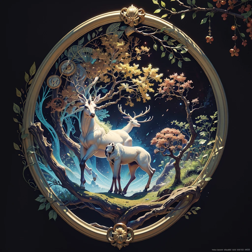 circular tree,four seasons,spring,summer,autumn,winter,leaves,roots,branches,trunk,ornate border,decorative,digital illustration,artwork,movement,time,swirling background,dark background,vibrant colors,natural,life cycle,growth,change,nature,life,peace,harmony,spirituality,symbolism,digital art,illustration,painting,graphic design,art,design,digital media,online art,visual art,fine art,fantasy