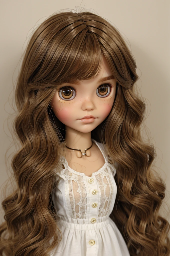 blythe doll light brown wavy hair and honey-colored eyes 