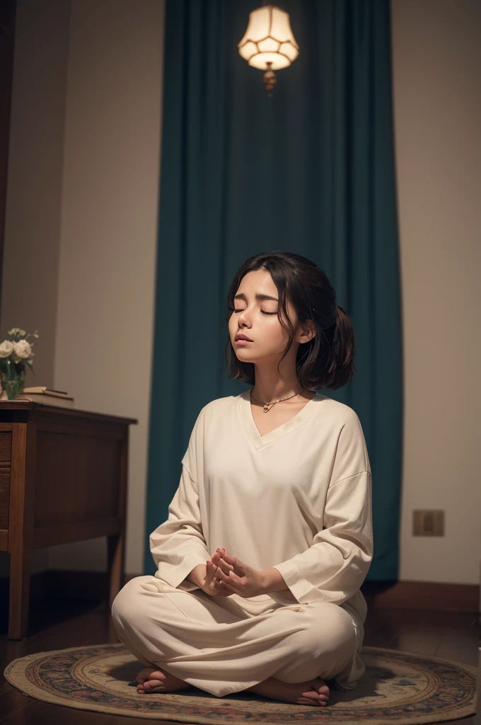 arafed woman with eyes closed praying in a dark room, pray meditating, Pray posture, ajoelhado em prayer, fazendo uma prayer, Pray, Pray com tabaco, Directed by: Matija Jama, prayer, mãos de prayer, religious, Directed by: Jakob Gauermann, the wonder of devotion, Directed by: Matt Cavotta, Directed by: Adam Marczyński