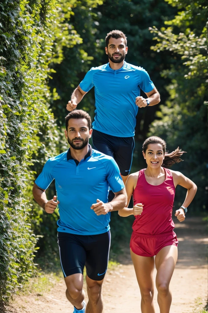 Man and woman running