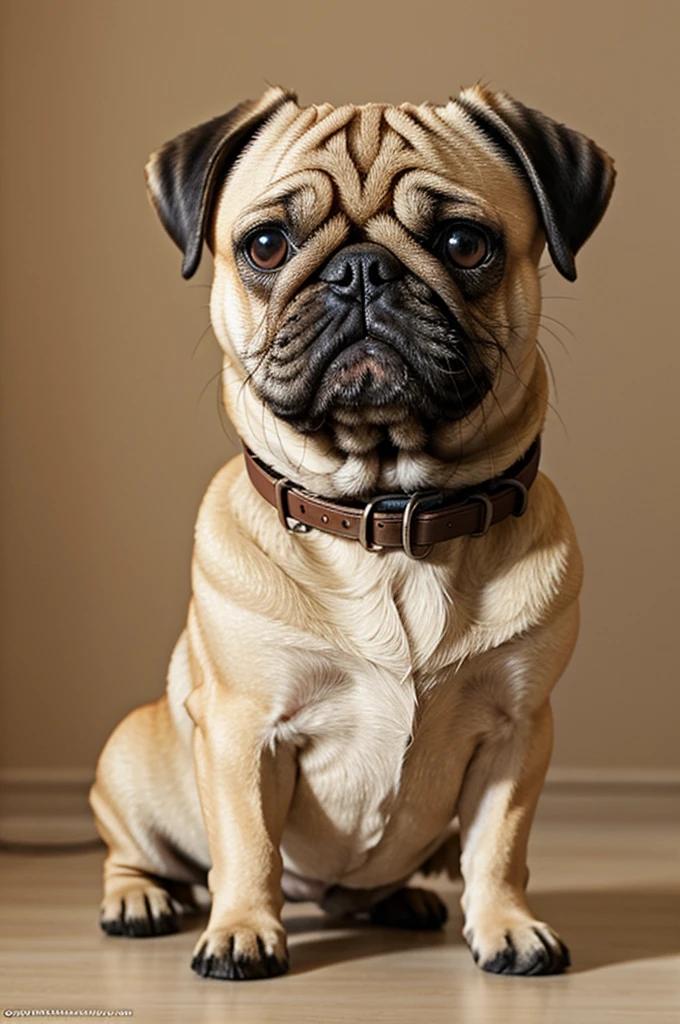 Show me a beige pug dog as a Pixar character as a movie cover that says frank
