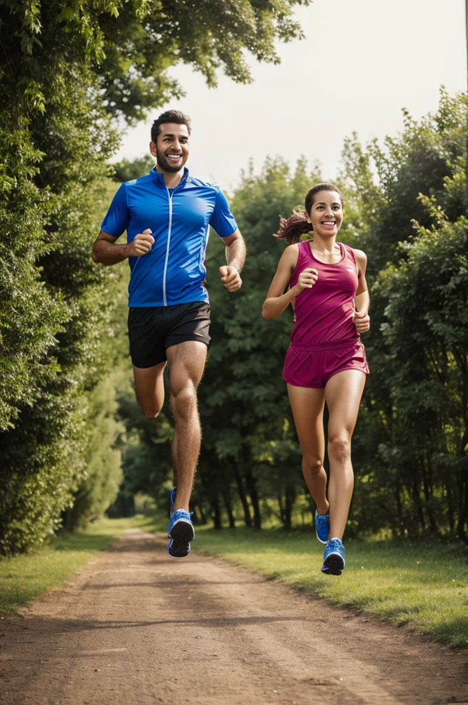 Man and woman running