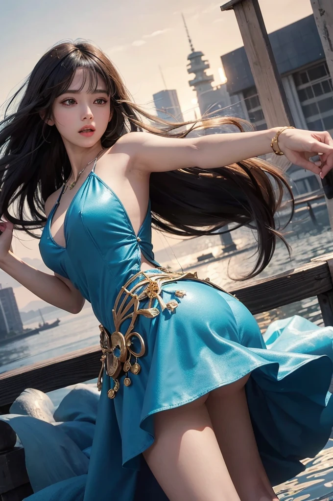 (masterpiece), (Highest quality), (Super detailed), (Disheveled Hair), (figure), (1 girl), (interview), (A quick background), Beautiful attention to detail, 繊細でBeautiful Face, floating, (High saturation), (Shine), whole body, Black Hair, bangs, floating Hair. girl, Girl in Love, Pixiv illustration, Highest quality, Very detailed, Smart, Beautiful Face, 4K, nature,dance,セクシーなdance,Detailed hands,Detailed feet,Shake your ass