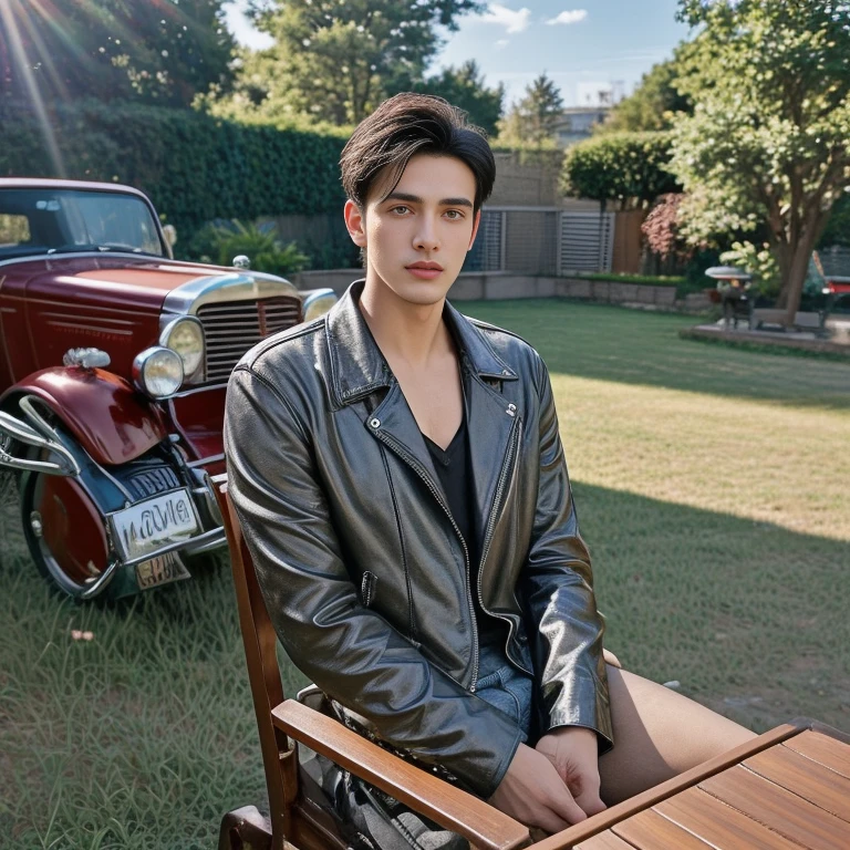 Man Aarav wears a black leather jacket and poses for a photo., Portrait of Jughead Jones, Headshot, Inspired by Adam Dario Kiel, Headshotgraph, Headshot profile picture, Rafael Pernaz, Portrait, handsome face, David Marquez, good looking face, Acting headshot, Rick Dai, Christian Orrillo, male actor, handsome man,short black hair asian man, beautiful haraam man,stereoscopic 8k,45 high quality colored lights,000,000,000 pixels, photo, post-trade photo, animation, Portraitที่สวยงามสมจริง.