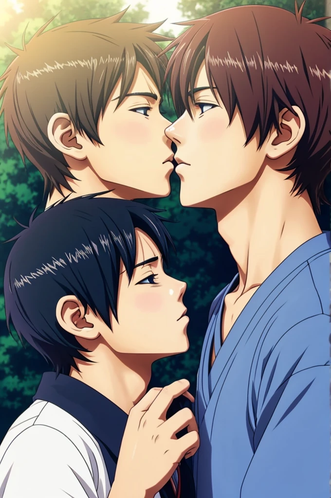 Two anime version boys kissing