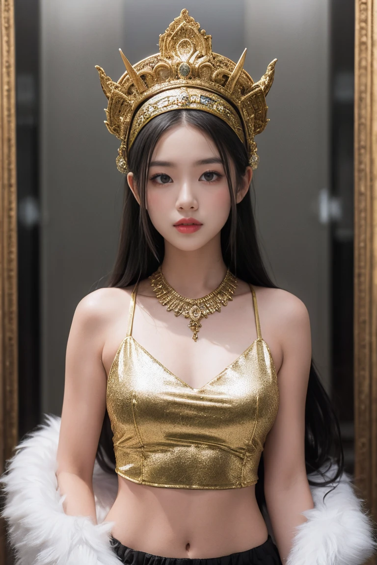 1 girl dressed as the god of Olympus Apollo 