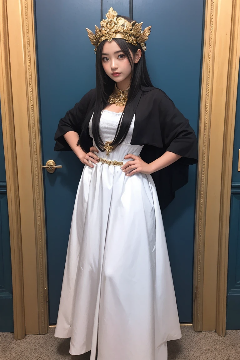 1 girl dressed as the god of Olympus Apollo