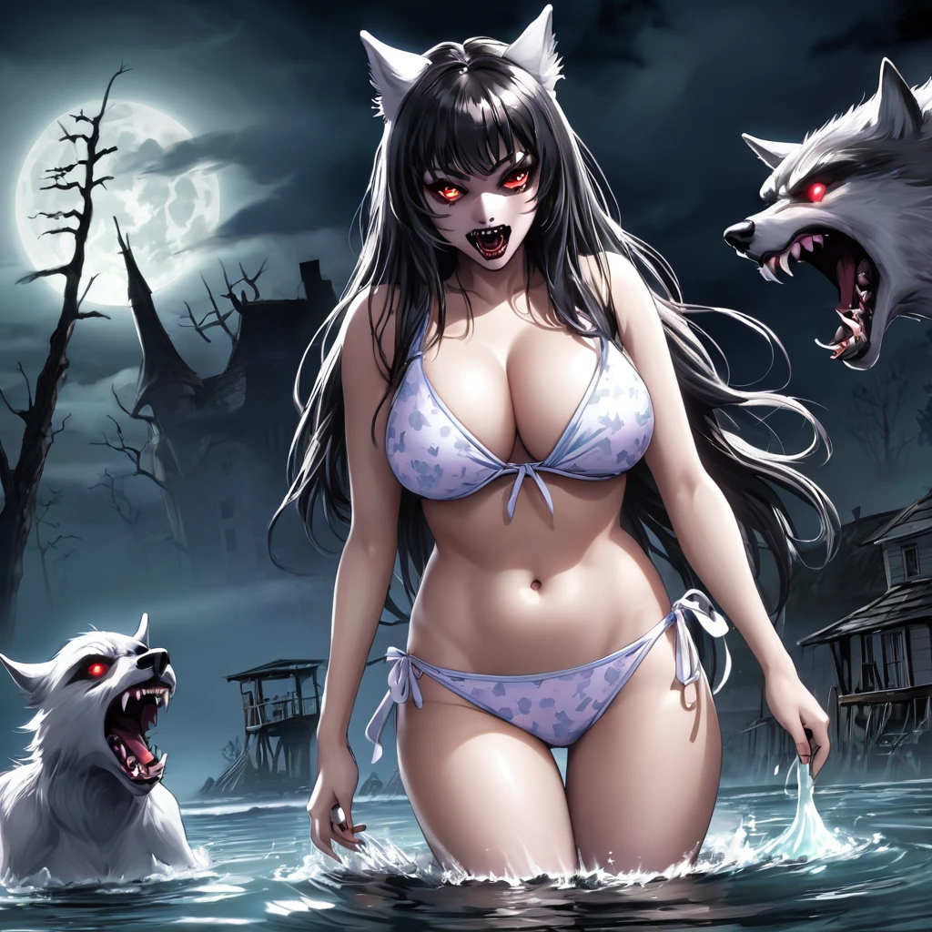 Ghost werwolf Woman big  tits  bikini horror nightmear 