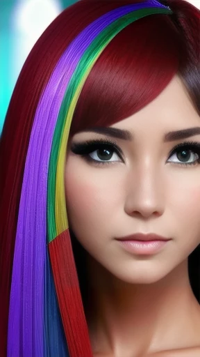 IuDeA woman focus on face image with color.