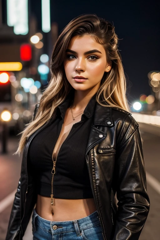 
**Urban Look**:
   - "resolution, realistic, young woman, 19 years old, large bust, detailed face and body, vibrant, photorealistic, high contrast, urban background, city lights, street fashion, evening time, trendy outfit, stylish makeup and hair"

