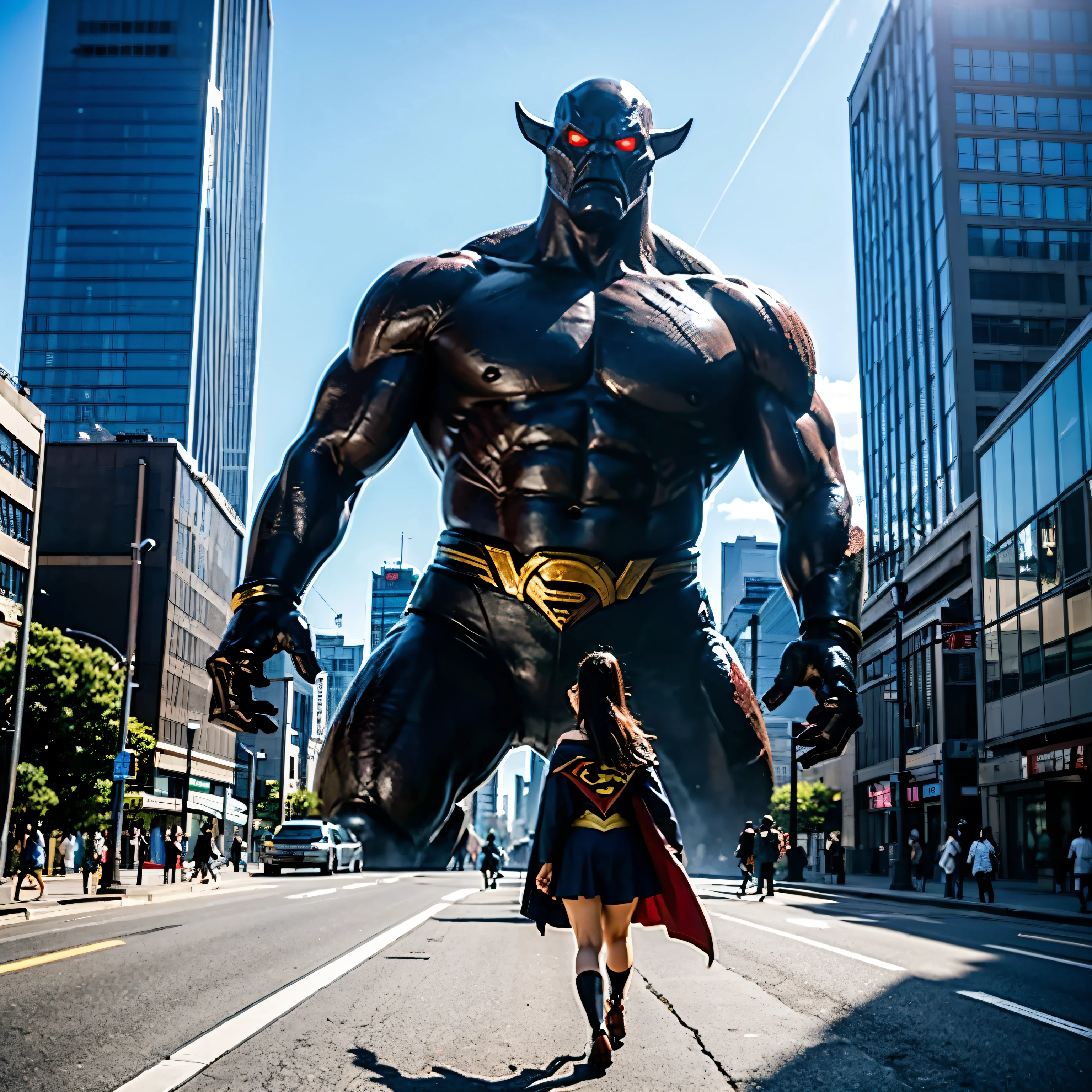 Giant monsters appear in major Japanese cities、A gigantic monster, much bigger than the gigantic buildings.、Destroy buildings while walking、1 Supergirl Fights、