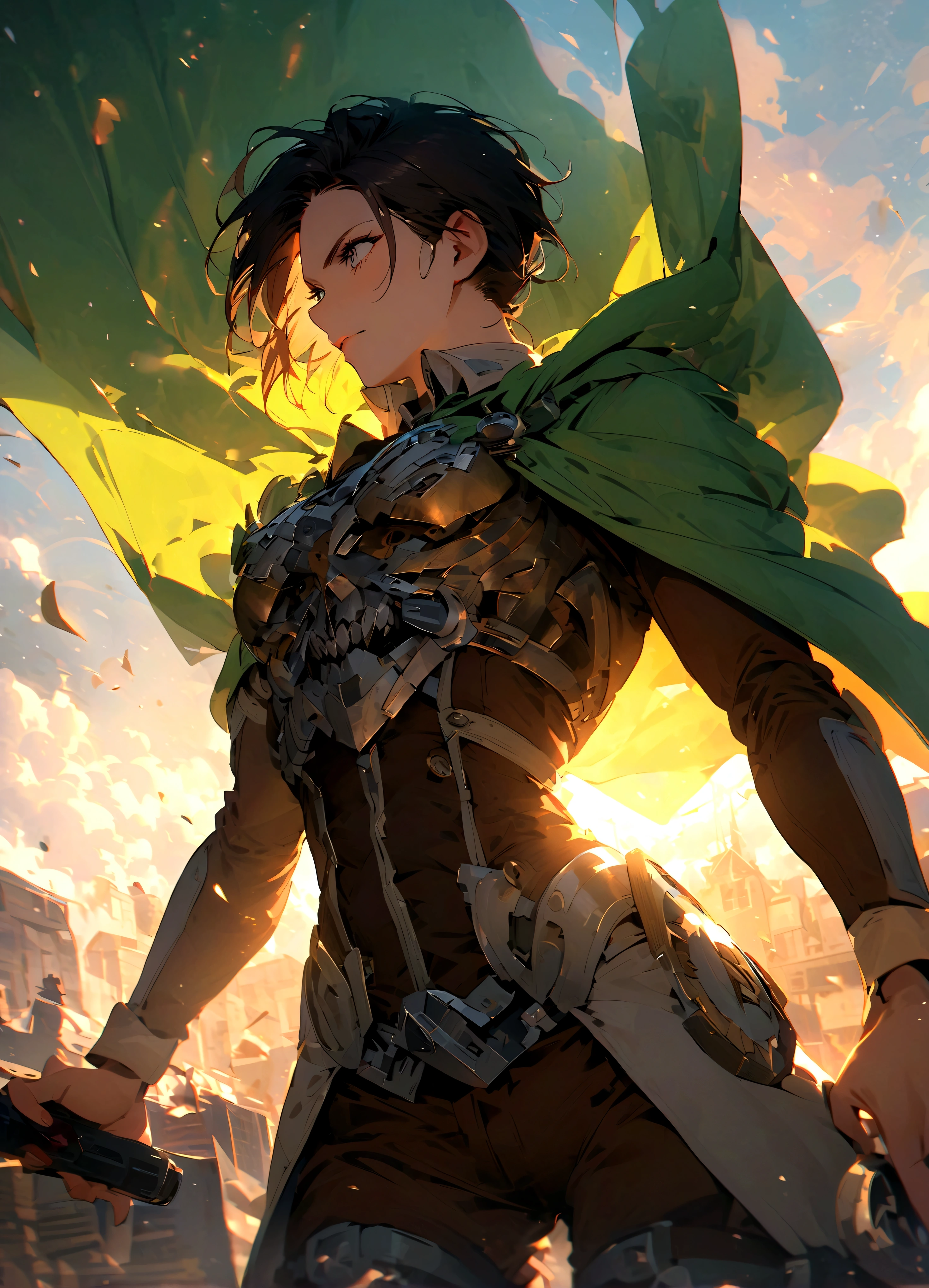Attack on Titan、Research Corps、green cloak、Three-dimensional mobile device、「I have long ago sworn to offer my heart to the cause of the revival of humanity.!! If I follow that belief and die at the end, then I'll be happy!!」FACING。、「If there's anyone who can change something That person is I'm sure he's someone who can throw away the things that are important to him.