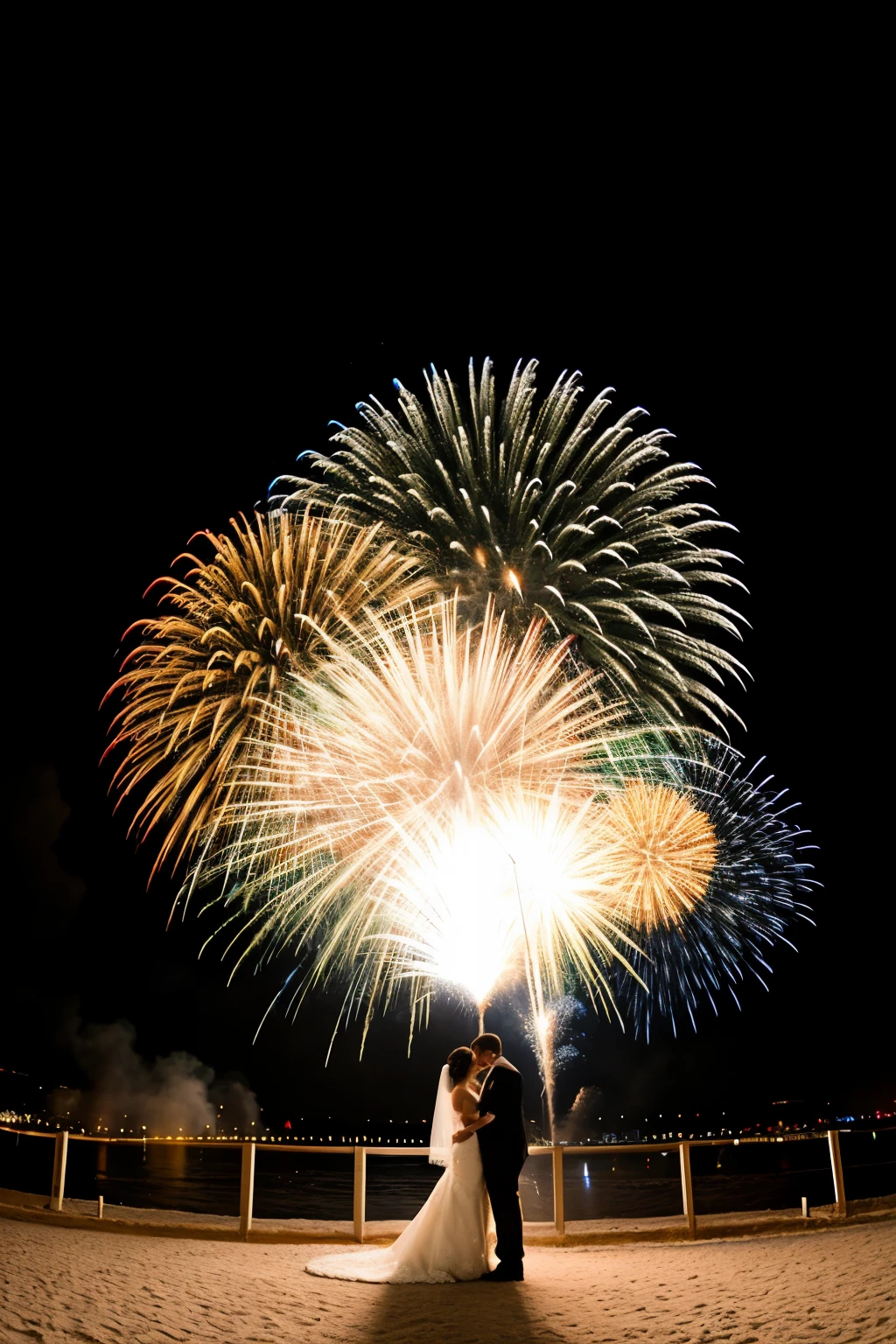 cold pyrotechnics at wedding 4k full hd realistic
