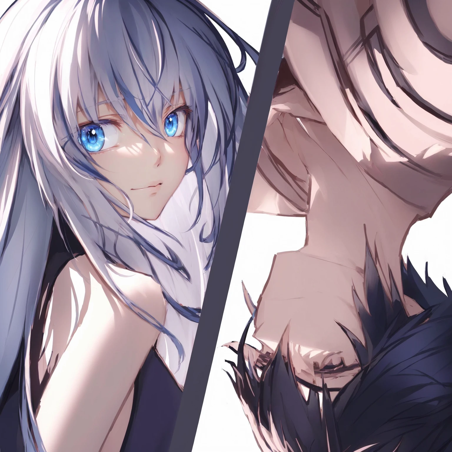anime characters with blue eyes and long hair are posing for a picture, ufotable art style, zerochan art, detailed key anime art, clean detailed anime art, by Shitao, detailed anime artwork, detailed anime art, detailed fanart, detailed anime character art, detailed digital anime art, advanced digital anime art ”, 4 k manga wallpaper, official art