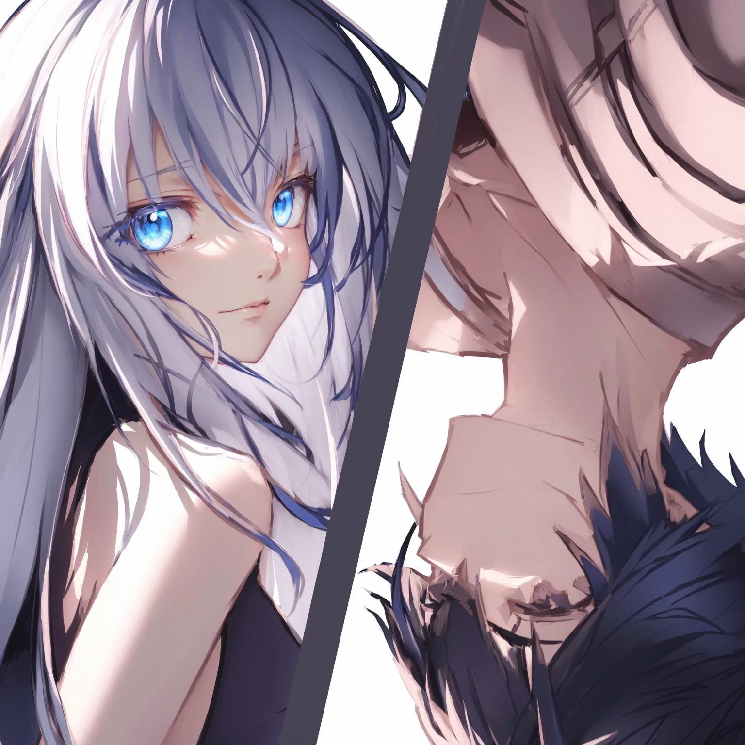 anime characters with blue eyes and long hair are posing for a picture, ufotable art style, zerochan art, detailed key anime art, clean detailed anime art, by Shitao, detailed anime artwork, detailed anime art, detailed fanart, detailed anime character art, detailed digital anime art, advanced digital anime art ”, 4 k manga wallpaper, official art