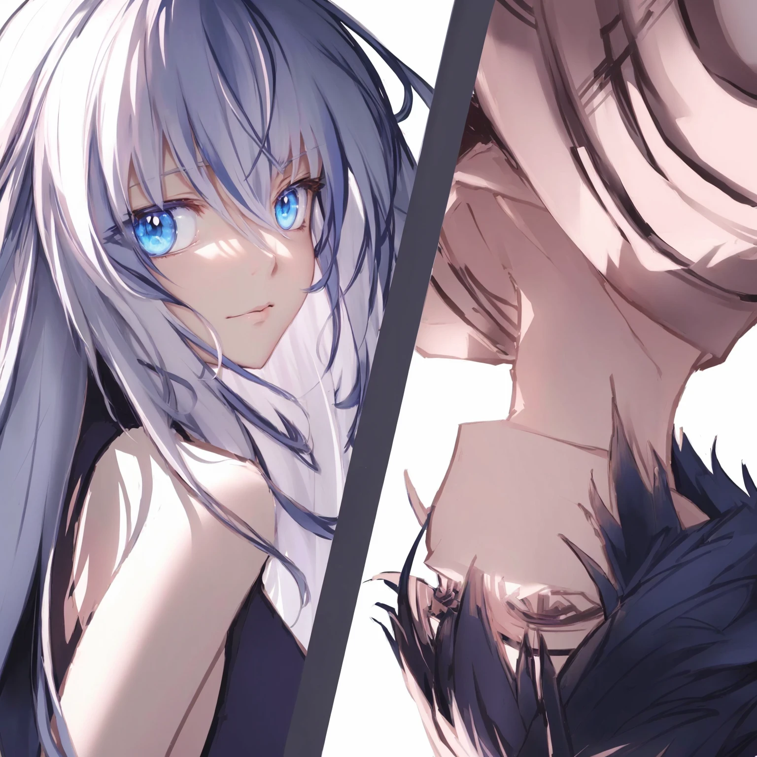 anime characters with blue eyes and long hair are posing for a picture, ufotable art style, zerochan art, detailed key anime art, clean detailed anime art, by Shitao, detailed anime artwork, detailed anime art, detailed fanart, detailed anime character art, detailed digital anime art, advanced digital anime art ”, 4 k manga wallpaper, official art