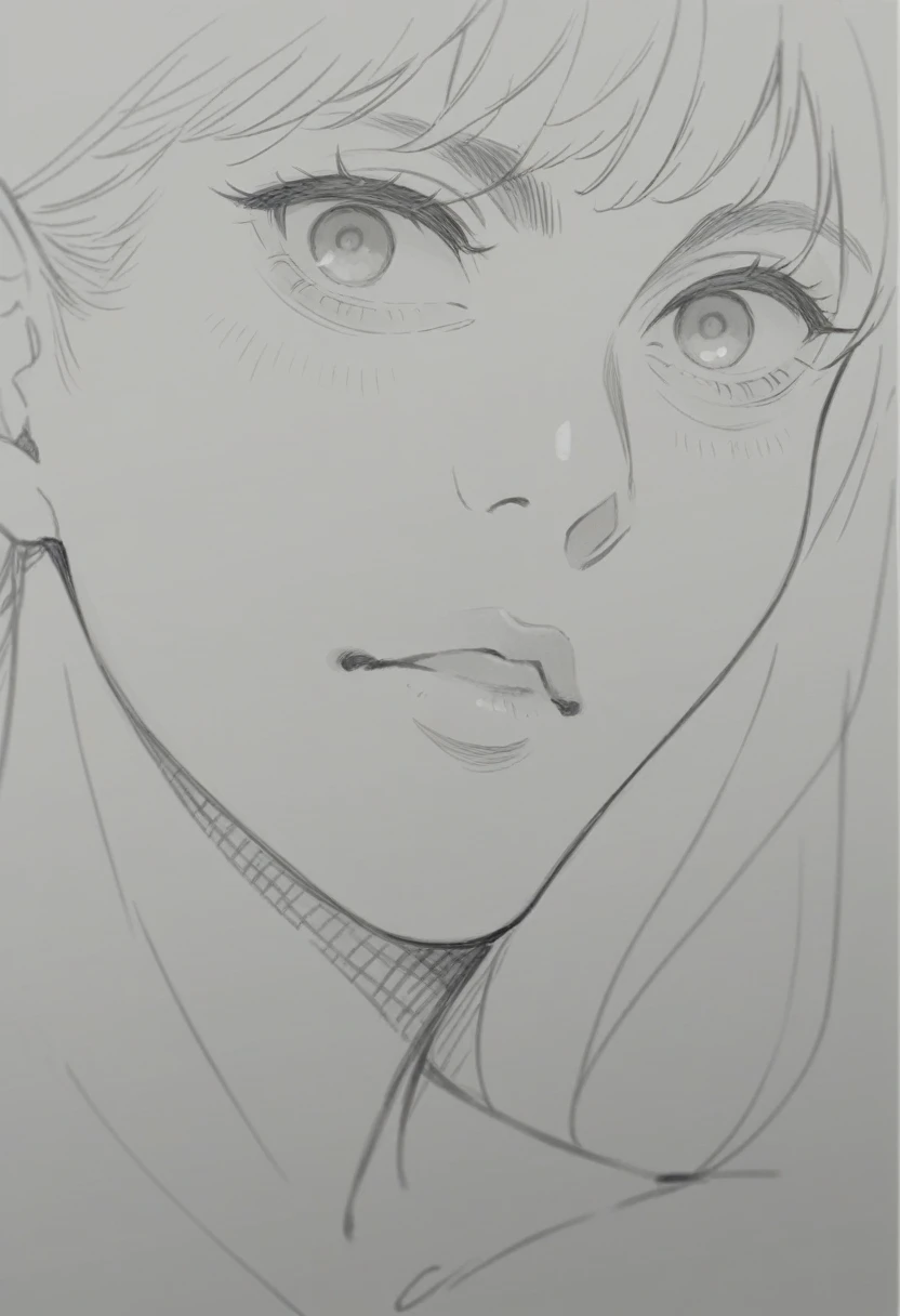 face drawing de mulher com fundo preto e branco, pointy face, anime sketch, sketch of a caucasian face, detailed anime face, pointy face and grey eyes, face anime portrait, an anime drawing, face detailed, detailed anime soft face, face drawing, anime face, simple drawing, face with realistic proportions, anime shading