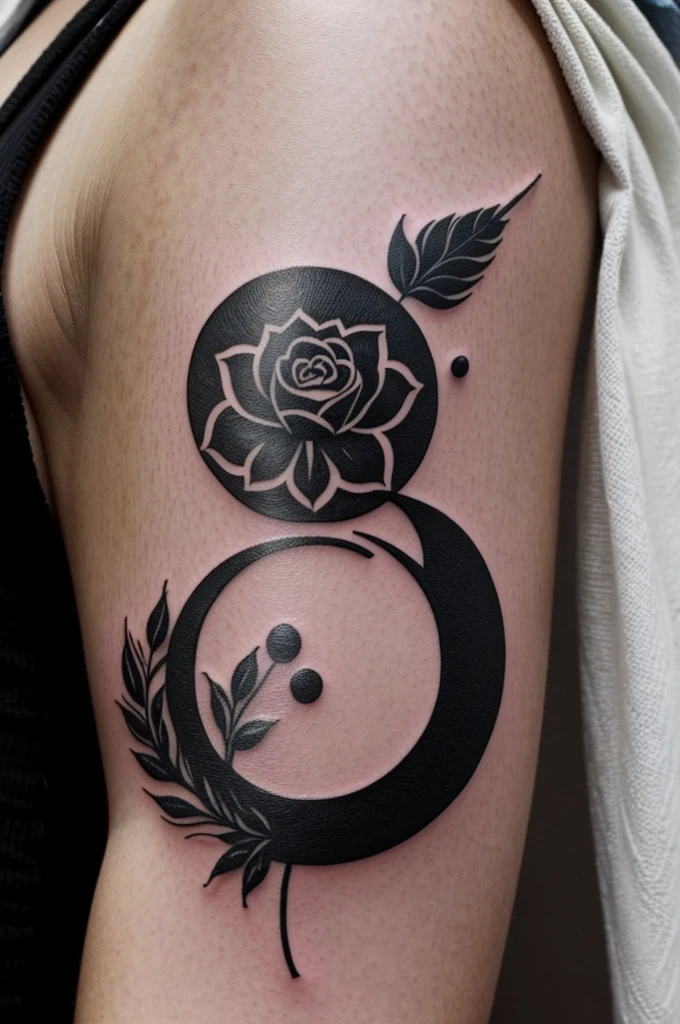 Generates a tattoo of a moon and a black flower