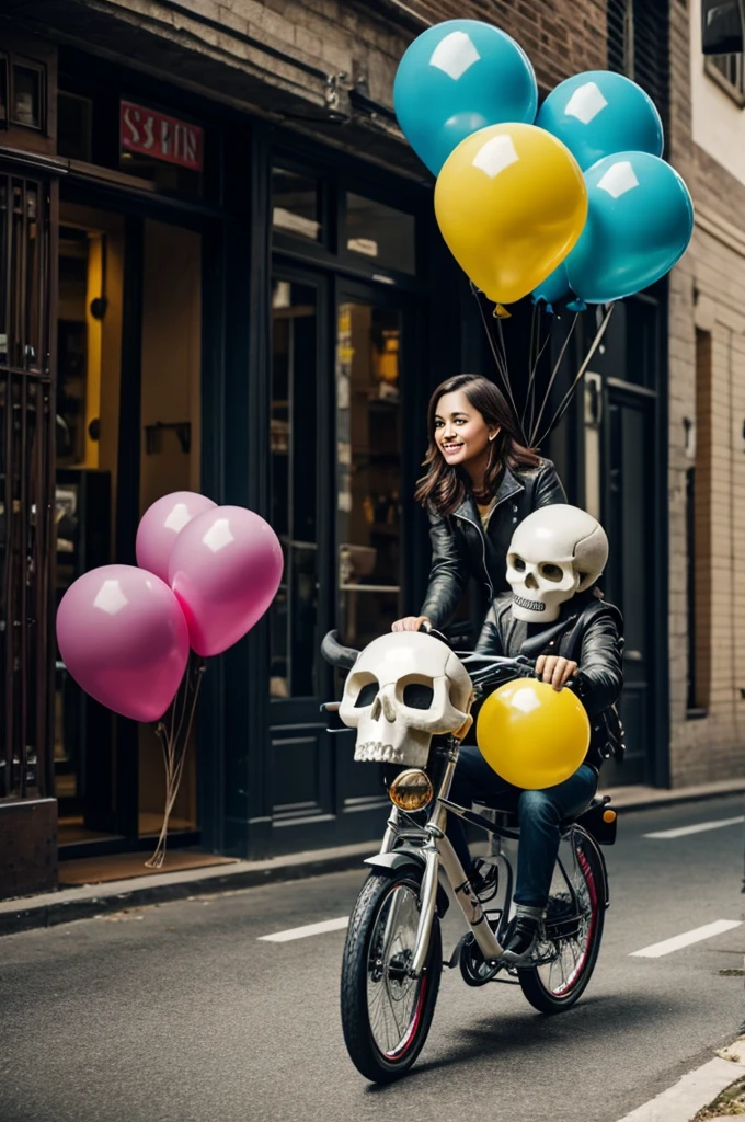skull on bike with balloons