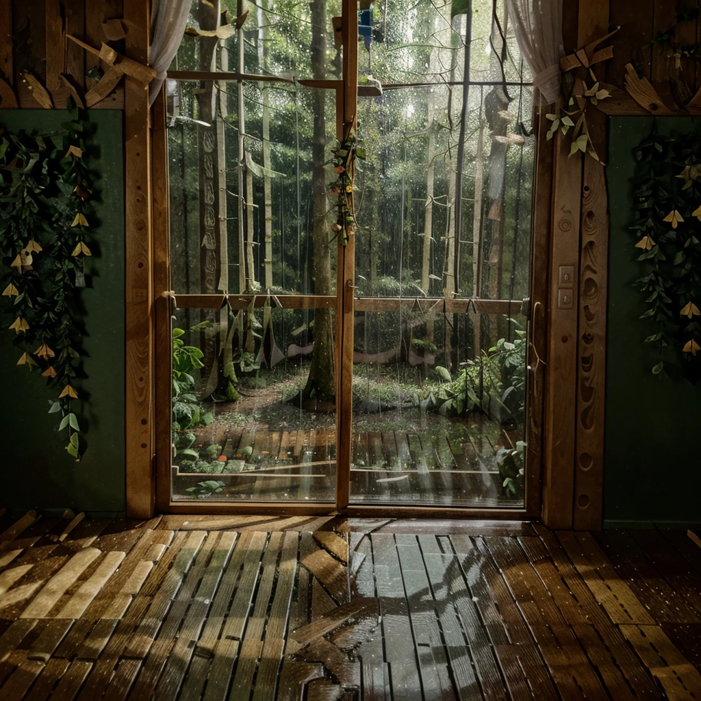 Rainy day in the forest, Indoor View