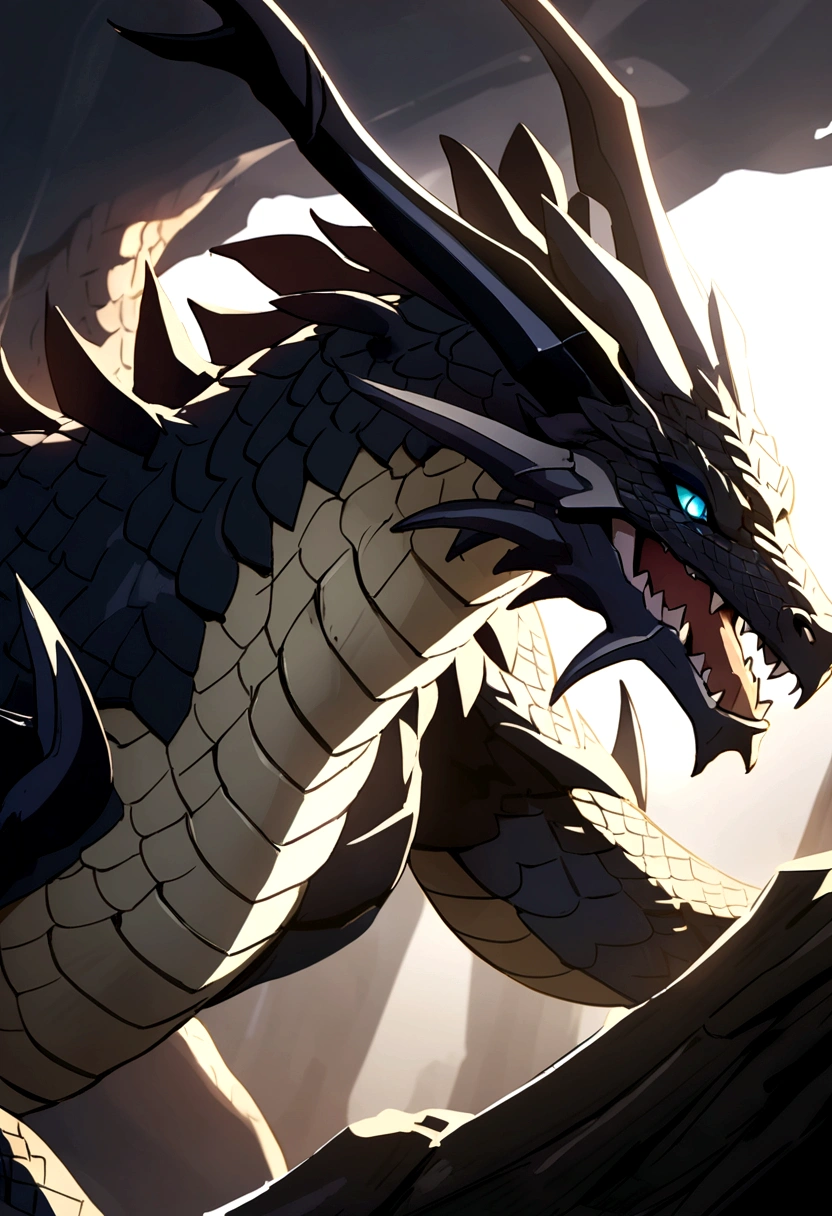 a dragon hybrid with scales and a beserker sword