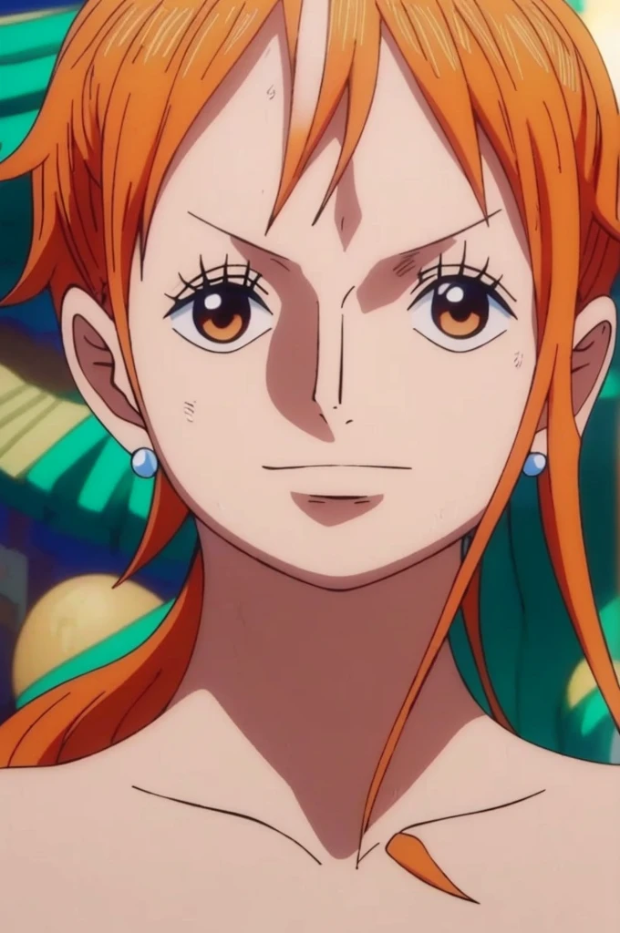 Nami from onepiece, naked, nude, huge breast. The art style should resemble a captivating anime style. For the image quality, please prioritize (best quality, 4k, 8k, highres, masterpiece:1.2), ultra-detailed, and (realistic, photorealistic, photo-realistic:1.37) rendering. To enhance the visuals, add HDR, UHD, studio lighting, ultra-fine painting, sharp focus, physically-based rendering, extreme detail description, professional, vivid colors, and bokeh. 