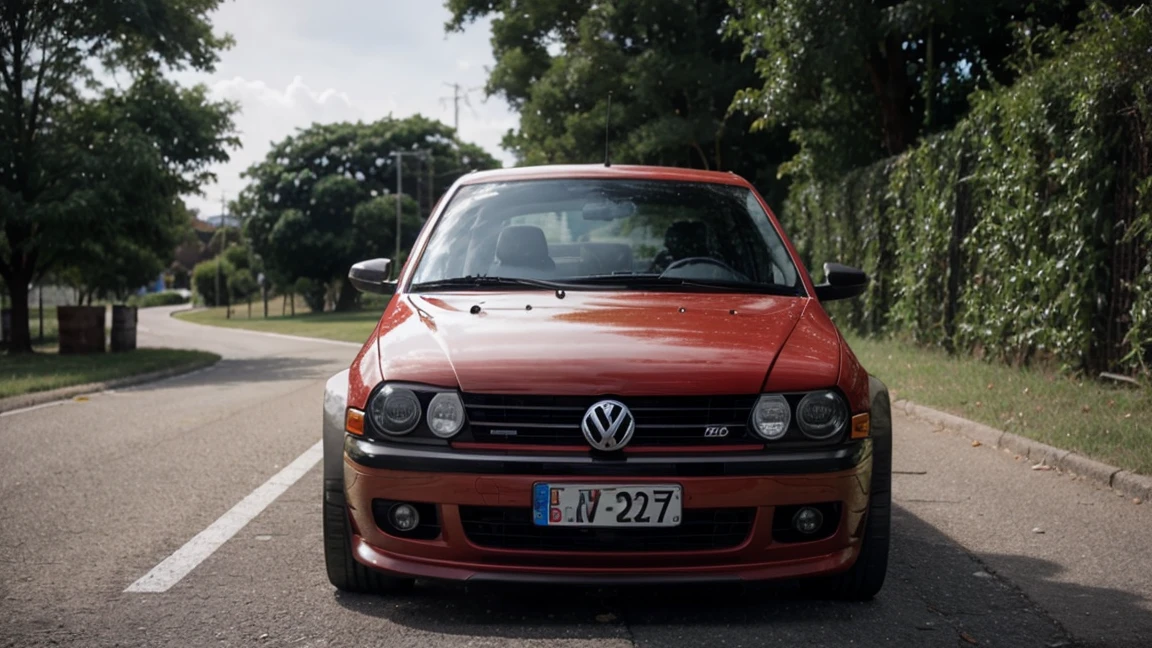 Saveiro Volkswagen red lowered car