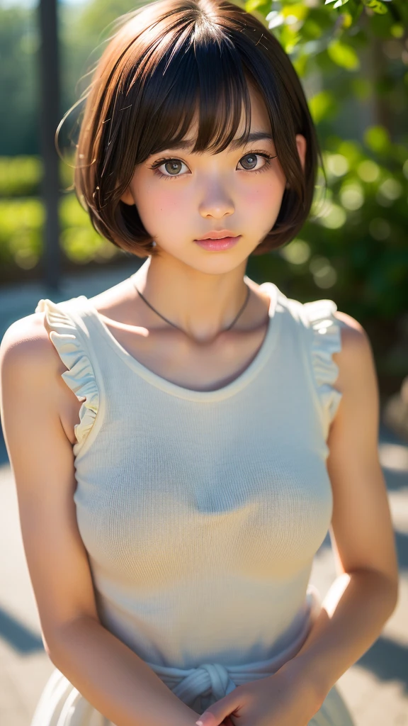 ((sfw: 1.4)), ((sfw, extra short hair, sidelocks-hair, 1 Girl)), Ultra High Resolution, (Realistic: 1.4), RAW Photo, Best Quality, (Photorealistic Stick), Focus, Soft Light, (()), ((Japanese)), (( (young face))), (surface), (depth of field), masterpiece, (realistic), woman, bangs, ((1 girl))