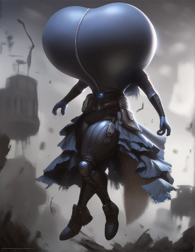 score_9, score_8_up, score_7_up, score_6_up, score_5_up, score_4_up, desolate, detailed background, wolf, anthro, female, canid, canine, clothed, inflating, floating, tiptoes, hyper breasts, heliumtits, arched back, by borisalien