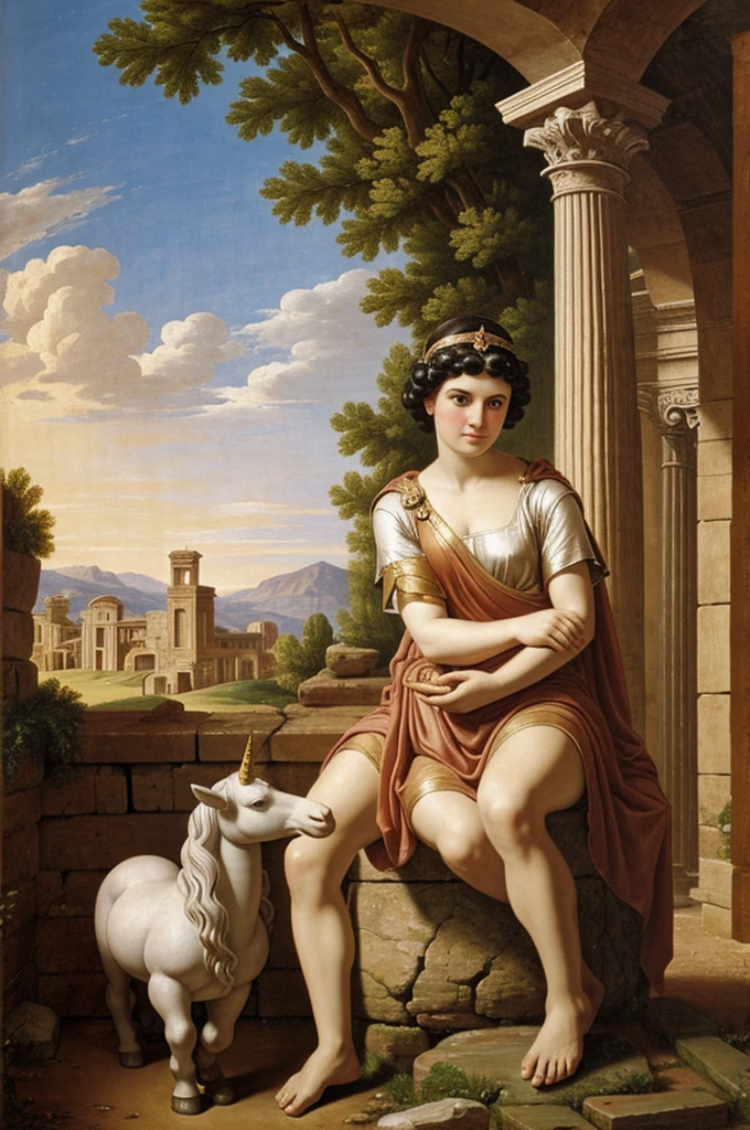 A Roman baby with unicorns