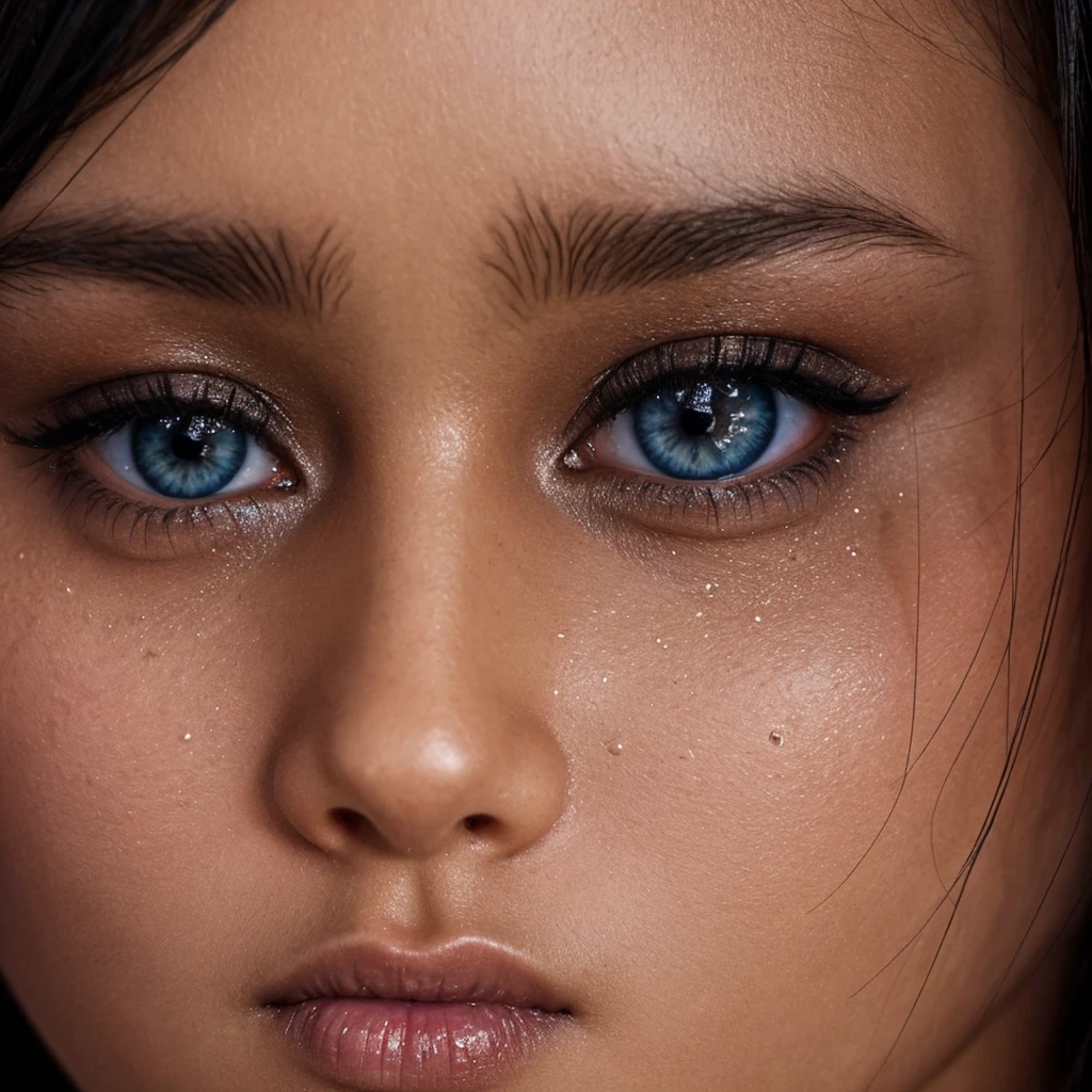 a close up of a black light skin woman's face with a tear of tears, tears running down face, woman crying, tears dripping from the eyes, crying tears, crying one single tear, sad eyes tears, people crying, close-up portrait film still, tears drip from the eyes, beautiful girl, closeup