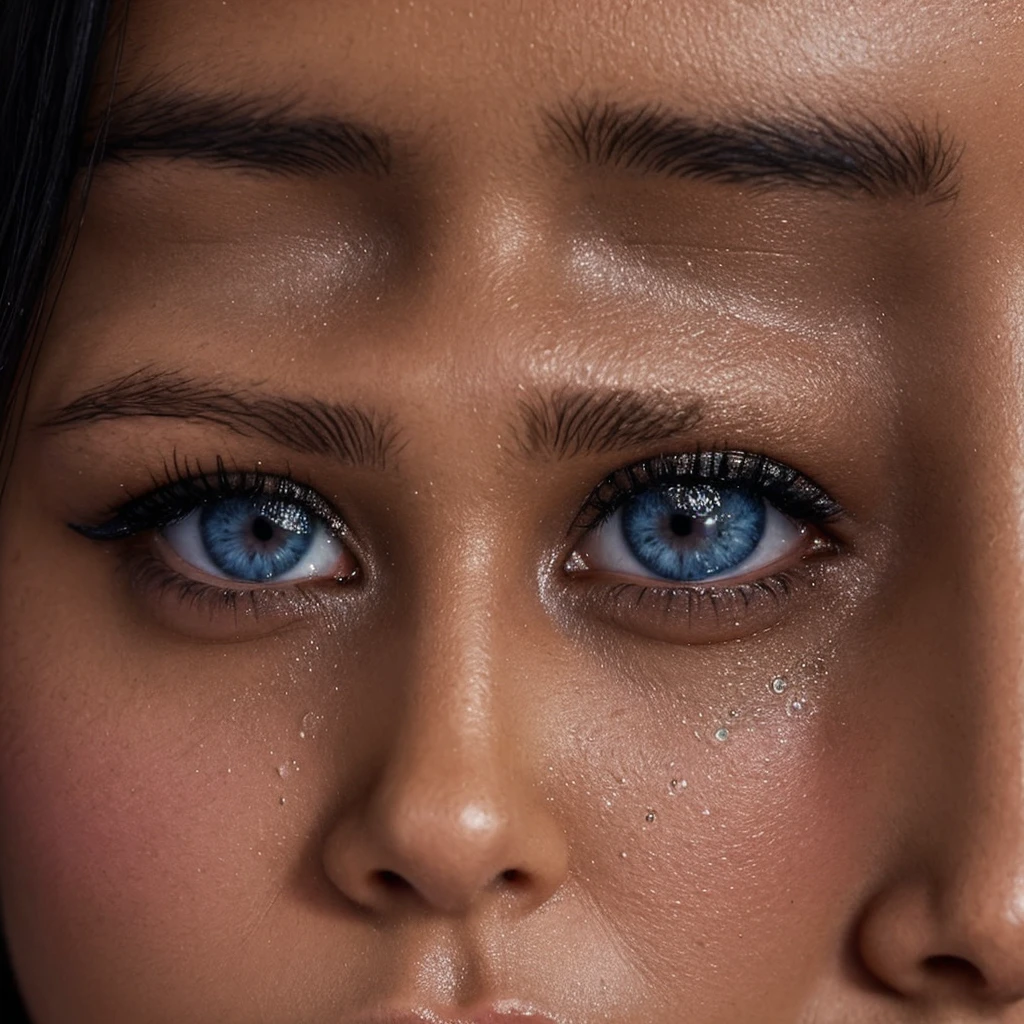 a close up of a black light skin woman's face with a tear of tears, tears running down face, woman crying, tears dripping from the eyes, crying tears, crying one single tear, sad eyes tears, people crying, close-up portrait film still, tears drip from the eyes, beautiful girl, closeup